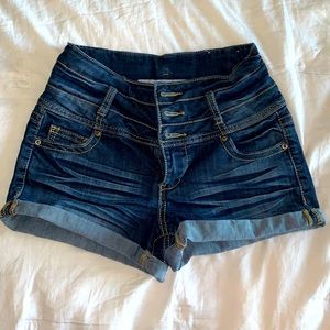 1ST KISS Dark Blue High Waisted Jean Shorts (3) (NWOT)